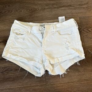 White jean shorts